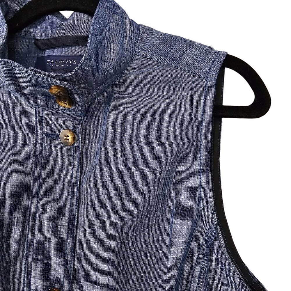 🔥Talbots Chambray Button Down Denim Utility Vest… - image 3